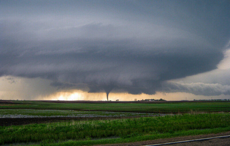 The famous Bowdle, SD supercell producing one of it's prettiest tornadoes on May 22, 2010