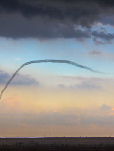 A roping out tornado near Wakita, OK on September 17, 2011. The tornado is not fully condensed anymore, but still doing damage as it stretches on the ground.