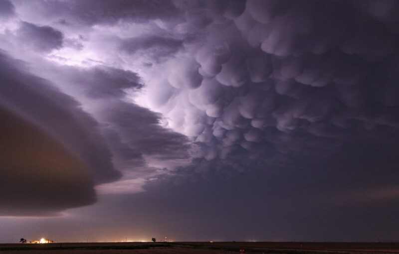 A display of mammatus clouds between Hobart and Lone Wolf, OK on May 19, 2012.