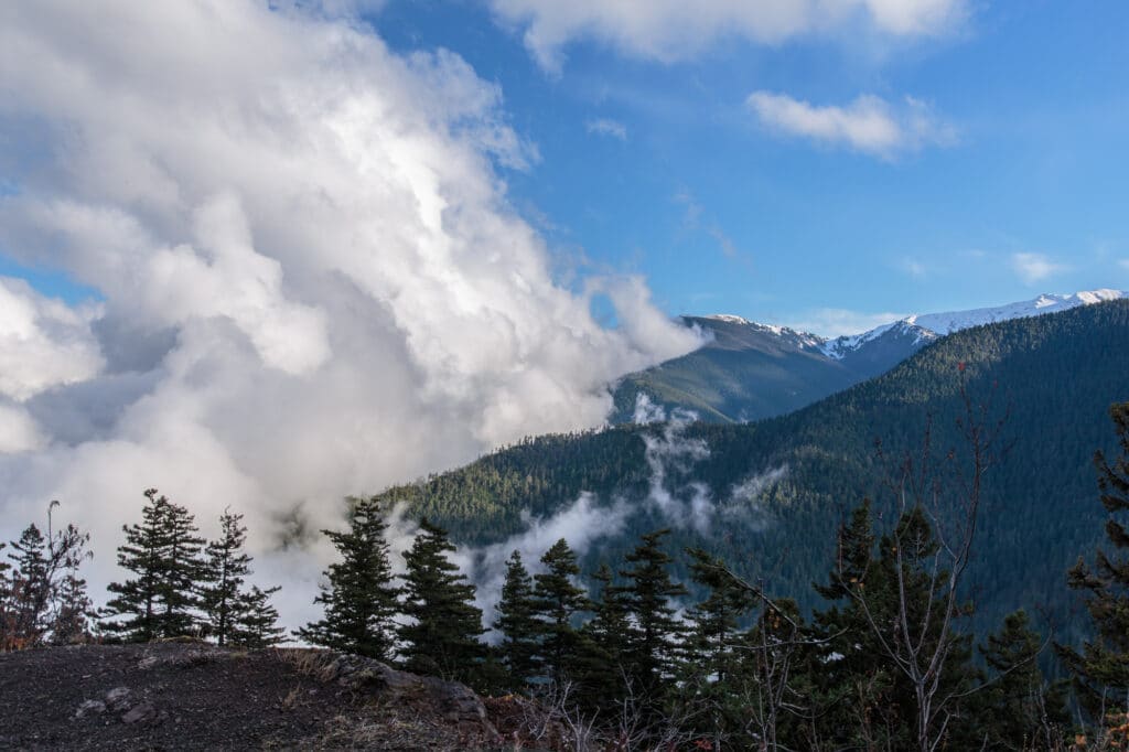 Clouds forming off the mountains