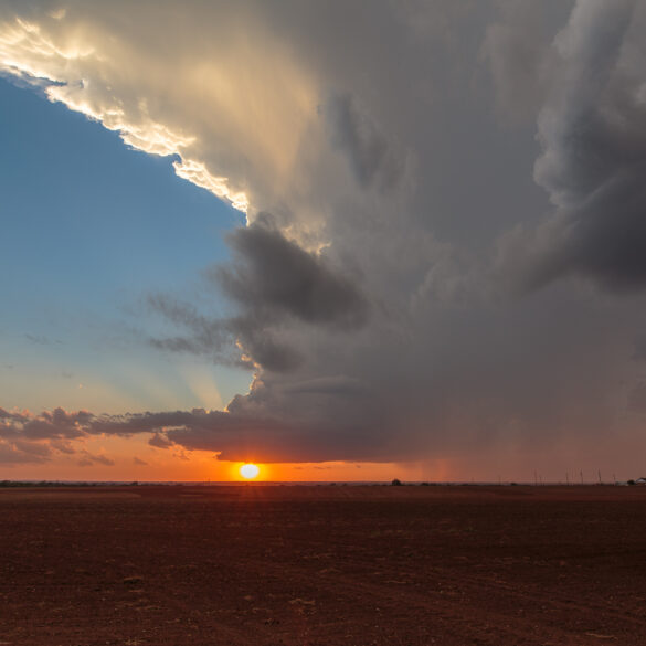 Sunset under a developing supercell