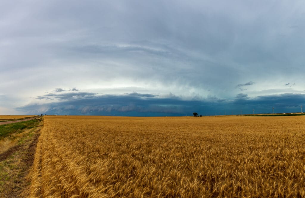 Pano of a shelf cloud southeast of Dodge City, KS