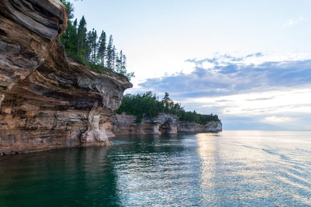 Looking west northwest from just off Chapel Beach in Pictured Rocks