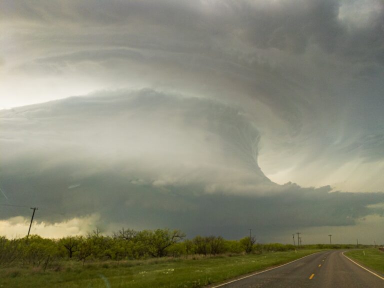 Sculpted supercell updraft near the town of Electra in Western North Texas