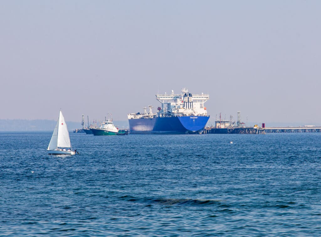 Oil Tanker dropping oil at the refinery in Anacortes