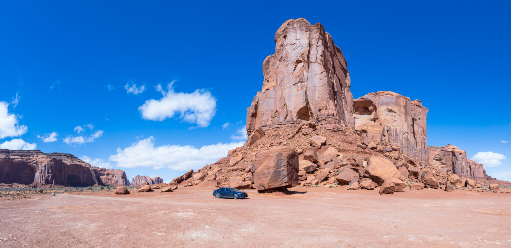 My car compared to a gigantic boulder